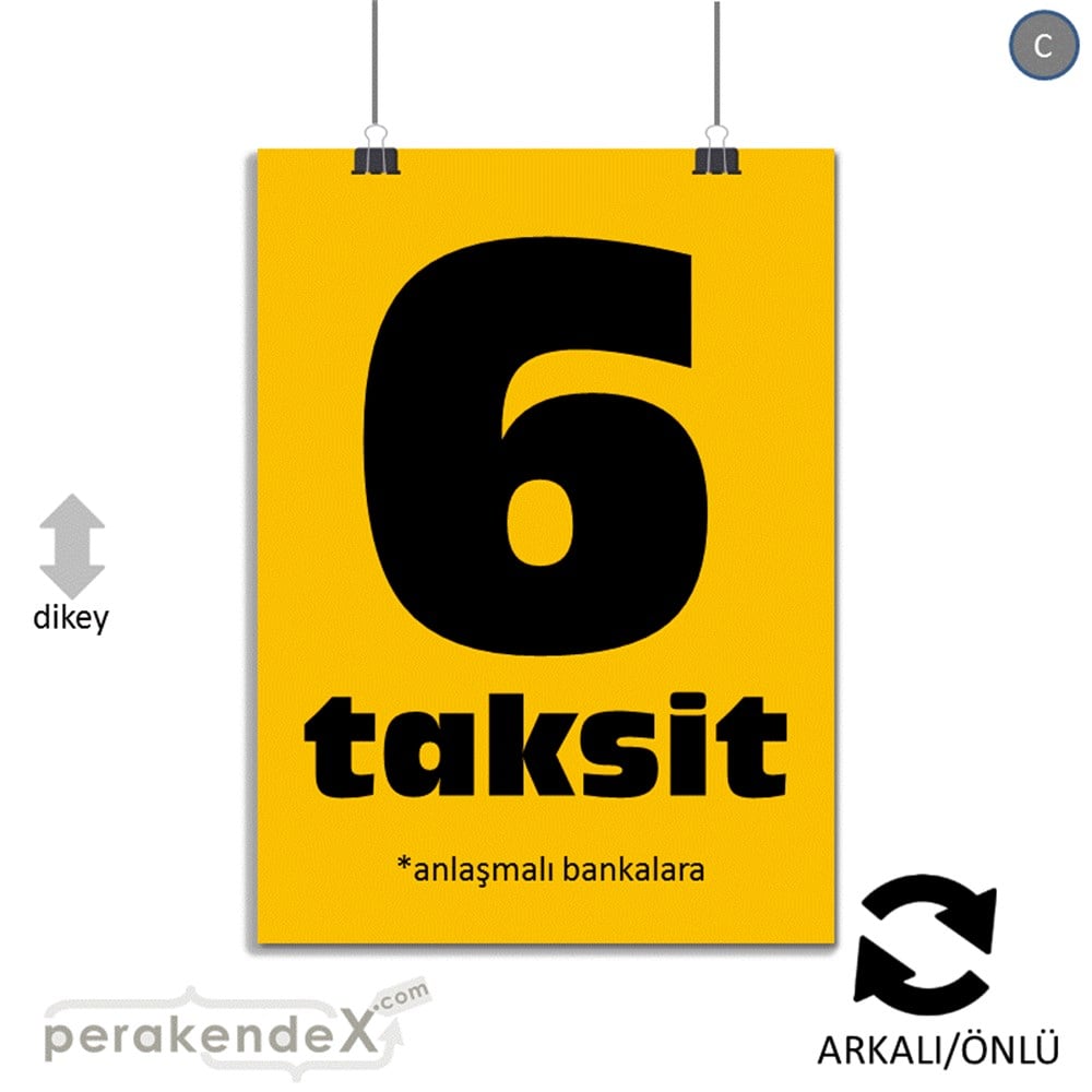 anlaşmalı bankalara 6 taksit POSTERİ -dikdörtgen,çift yön baskı