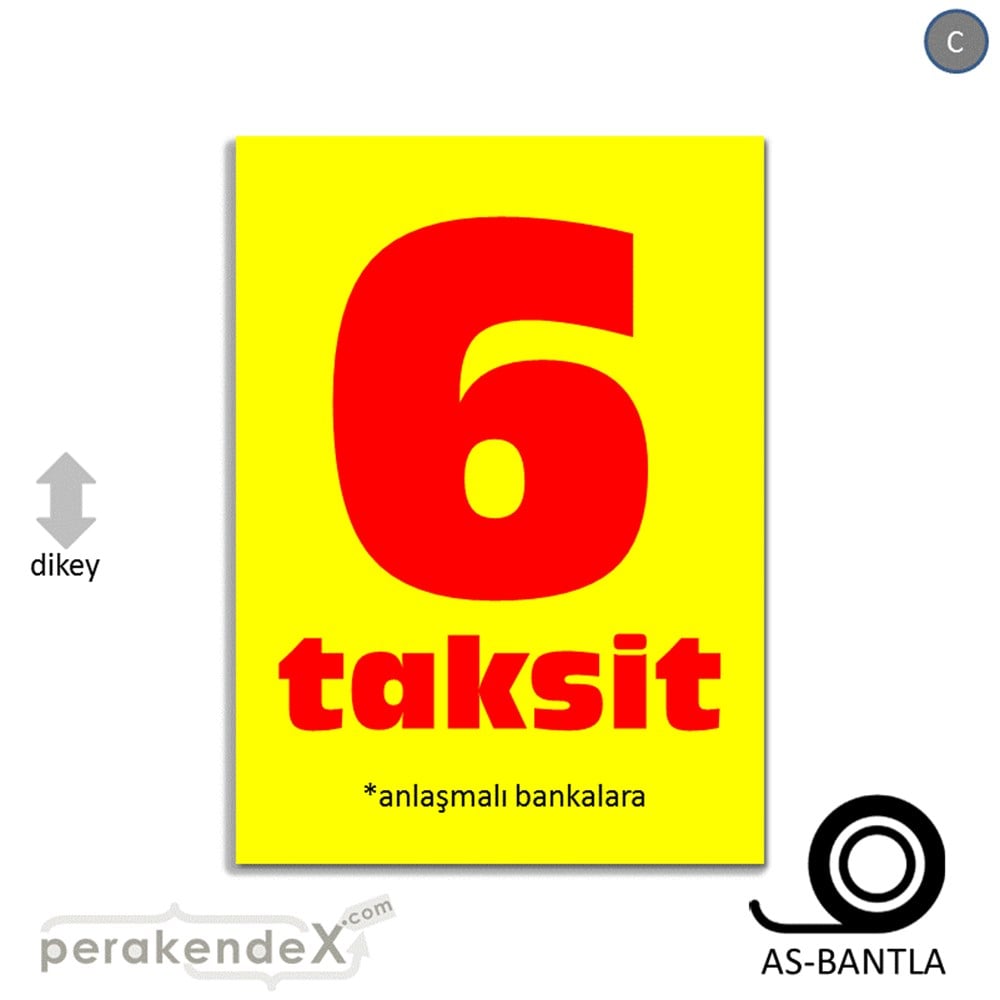 anlaşmalı bankalara 6 taksit POSTERİ -dikdörtgen,tek yön baskı