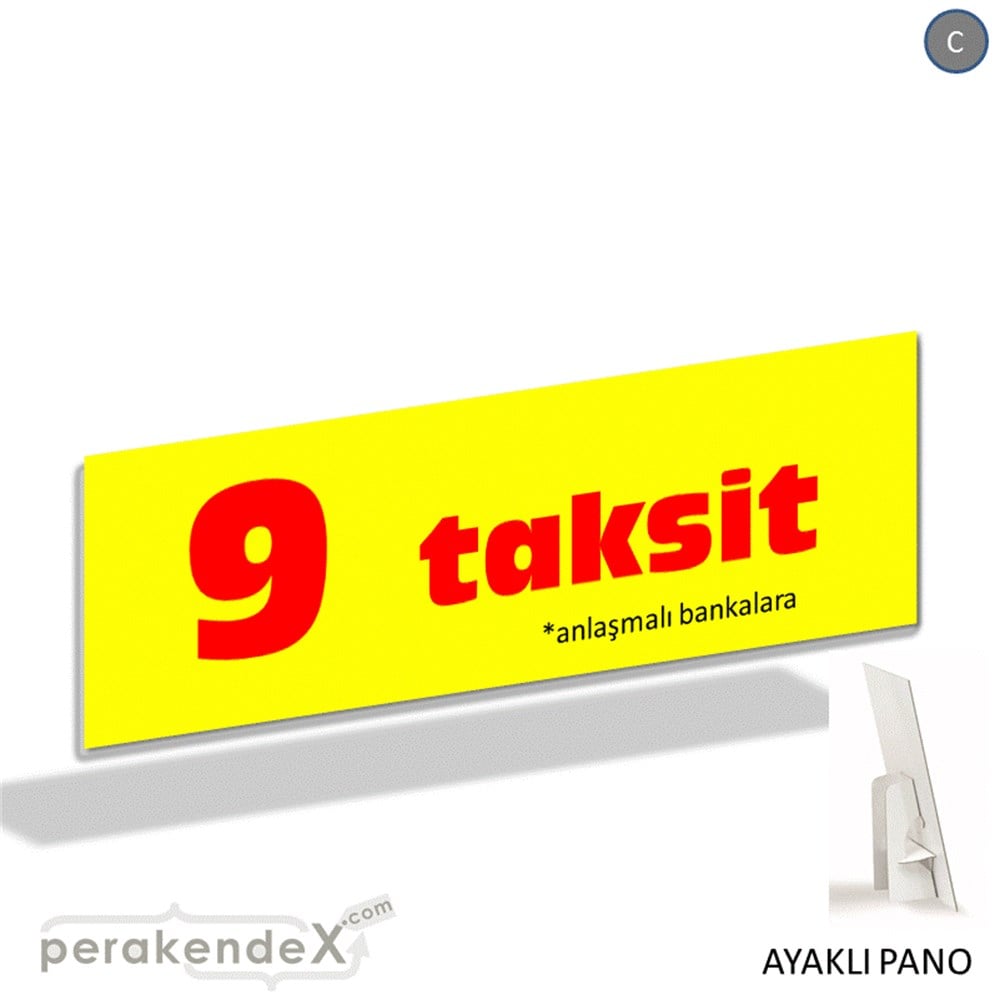 anlaşmalı bankalara 9 taksit AYAKLI REKLAM BANNER -dikdörtgen,tek yön baskı