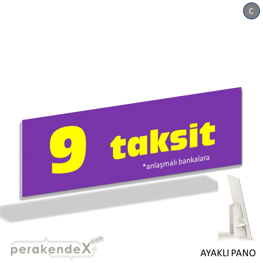 anlaşmalı bankalara 9 taksit AYAKLI REKLAM BANNER -dikdörtgen,tek yön baskı