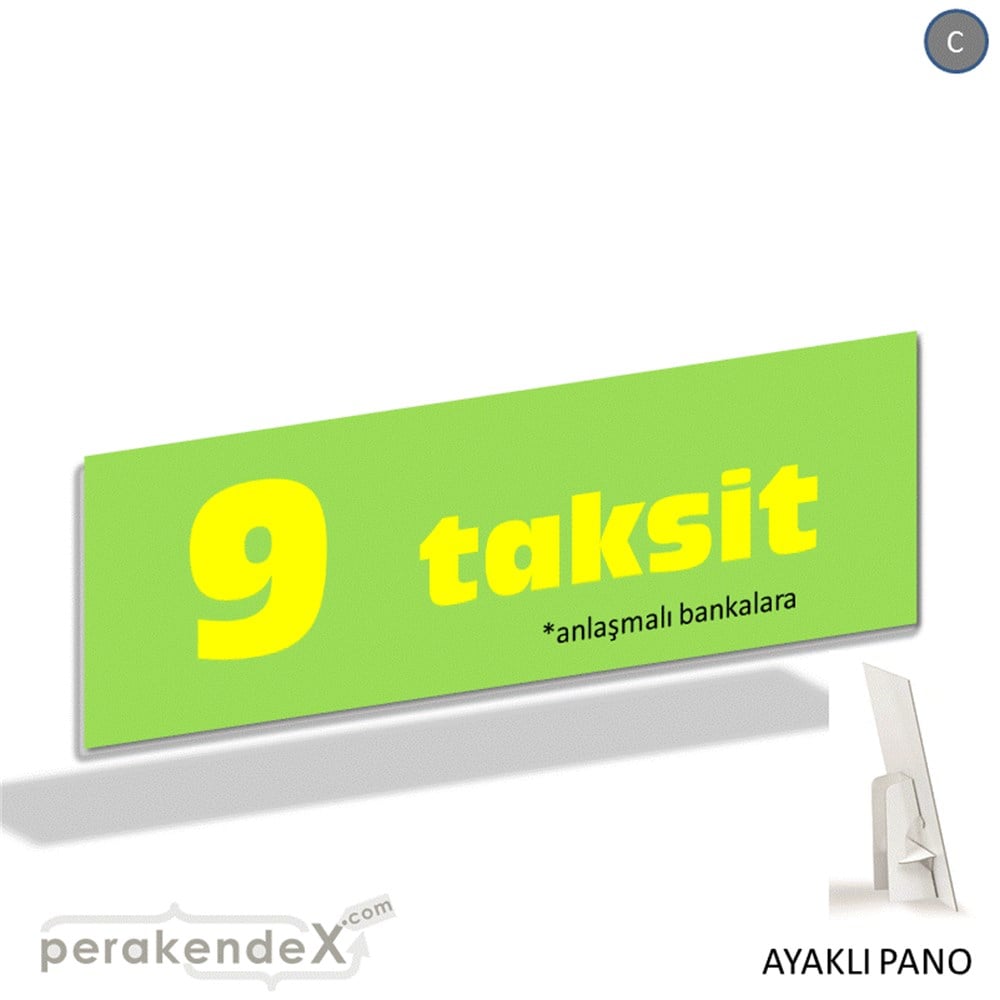anlaşmalı bankalara 9 taksit AYAKLI REKLAM BANNER -dikdörtgen,tek yön baskı