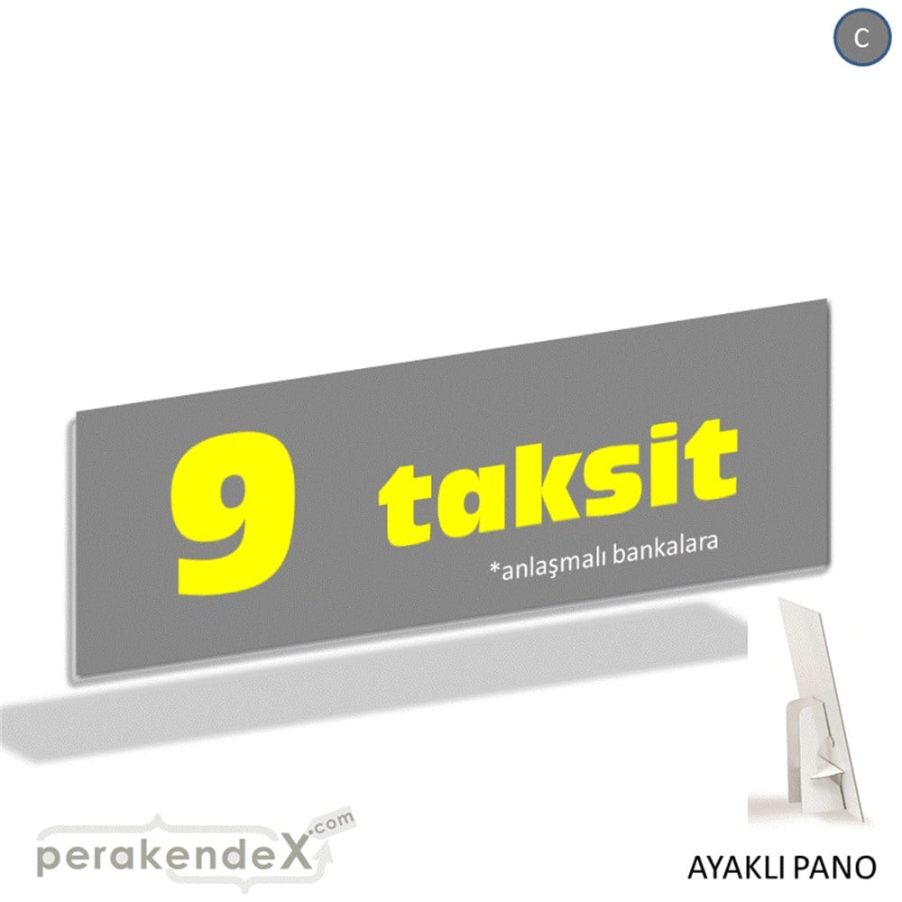 anlaşmalı bankalara 9 taksit AYAKLI REKLAM BANNER -dikdörtgen,tek yön baskı