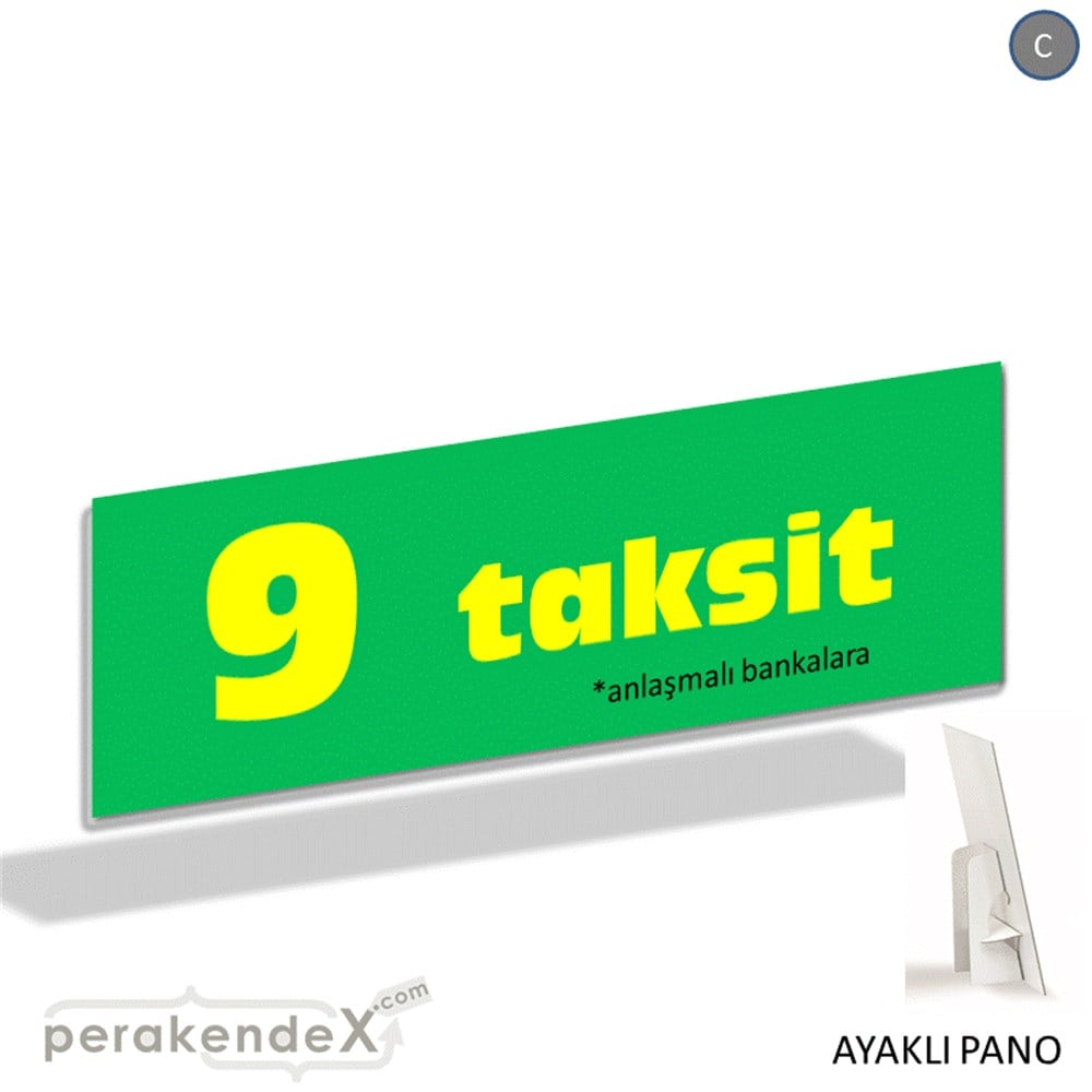 anlaşmalı bankalara 9 taksit AYAKLI REKLAM BANNER -dikdörtgen,tek yön baskı