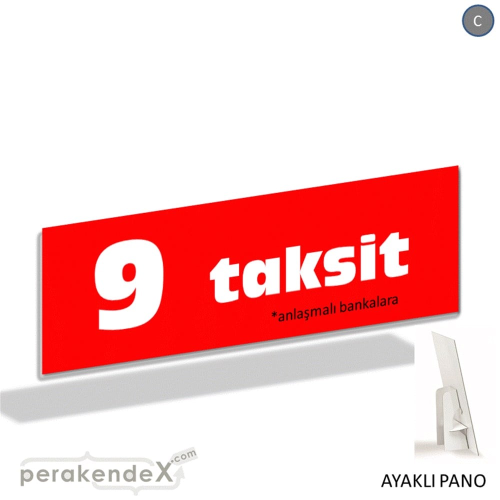anlaşmalı bankalara 9 taksit AYAKLI REKLAM BANNER -dikdörtgen,tek yön baskı