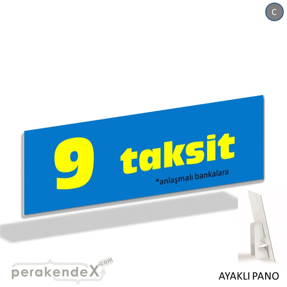anlaşmalı bankalara 9 taksit AYAKLI REKLAM BANNER -dikdörtgen,tek yön baskı