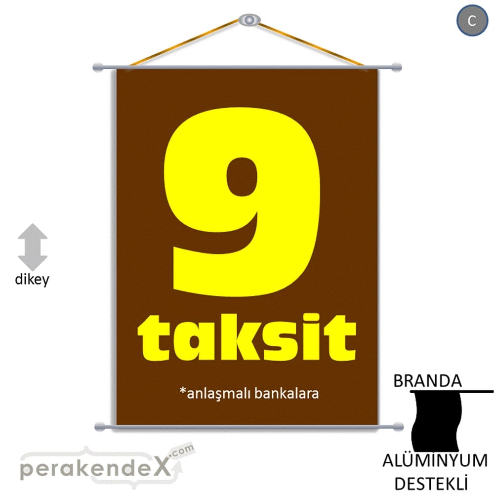 anlaşmalı bankalara 9 taksit BRANDA AFİŞİ -dikdörtgen,tek yön baskı