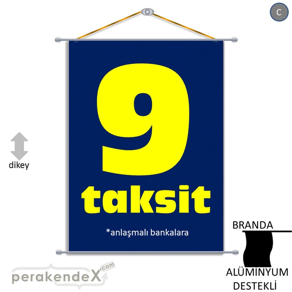 anlaşmalı bankalara 9 taksit BRANDA AFİŞİ -dikdörtgen,tek yön baskı