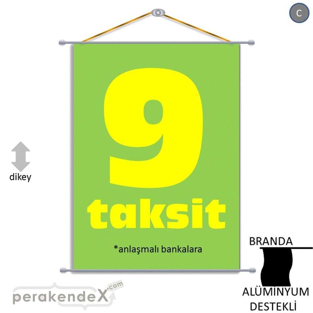 anlaşmalı bankalara 9 taksit BRANDA AFİŞİ -dikdörtgen,tek yön baskı
