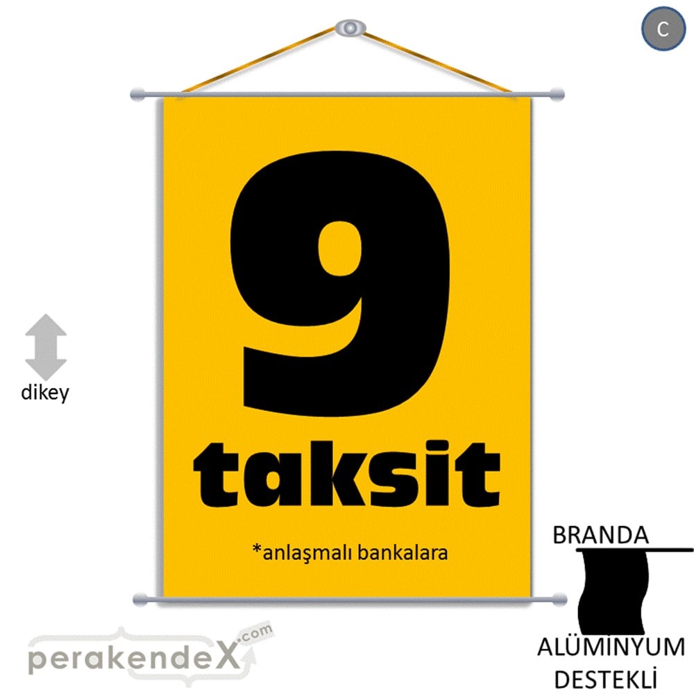 anlaşmalı bankalara 9 taksit BRANDA AFİŞİ -dikdörtgen,tek yön baskı