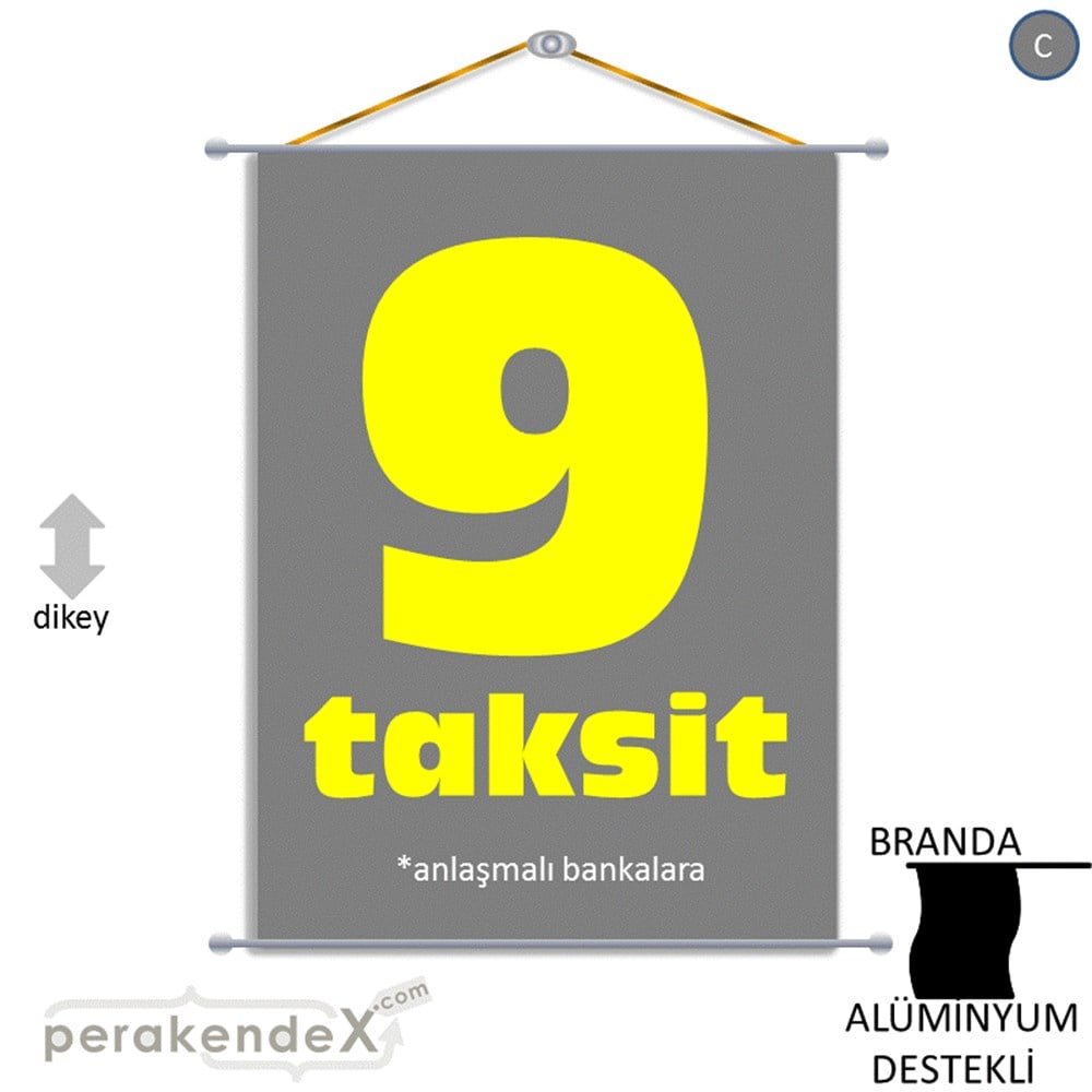 anlaşmalı bankalara 9 taksit BRANDA AFİŞİ -dikdörtgen,tek yön baskı
