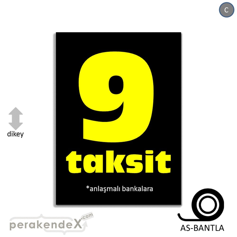 anlaşmalı bankalara 9 taksit POSTERİ -dikdörtgen,tek yön baskı