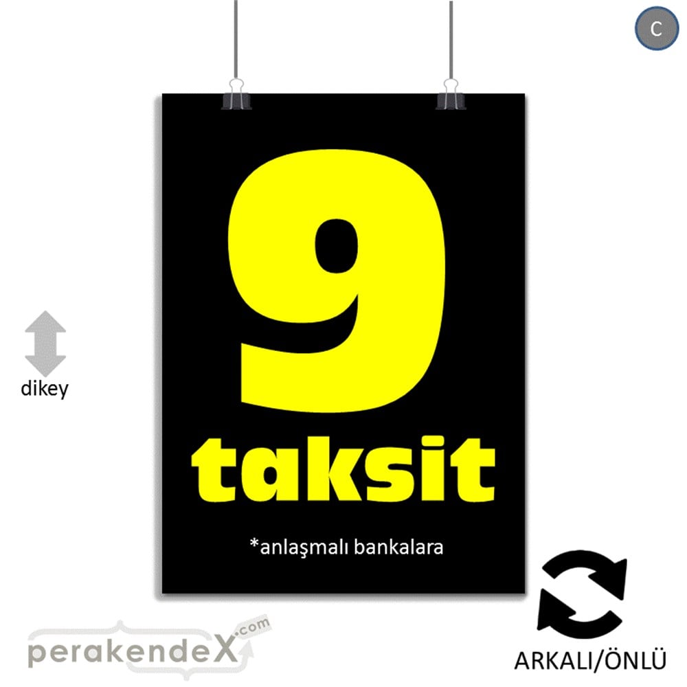 anlaşmalı bankalara 9 taksit POSTERİ -dikdörtgen,çift yön baskı