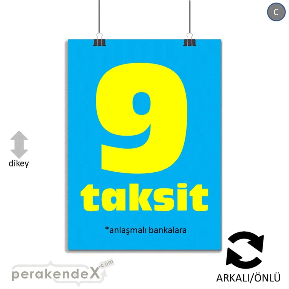 anlaşmalı bankalara 9 taksit POSTERİ -dikdörtgen,çift yön baskı