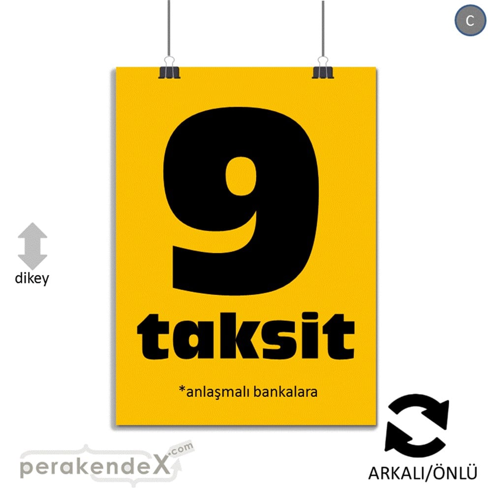 anlaşmalı bankalara 9 taksit POSTERİ -dikdörtgen,çift yön baskı