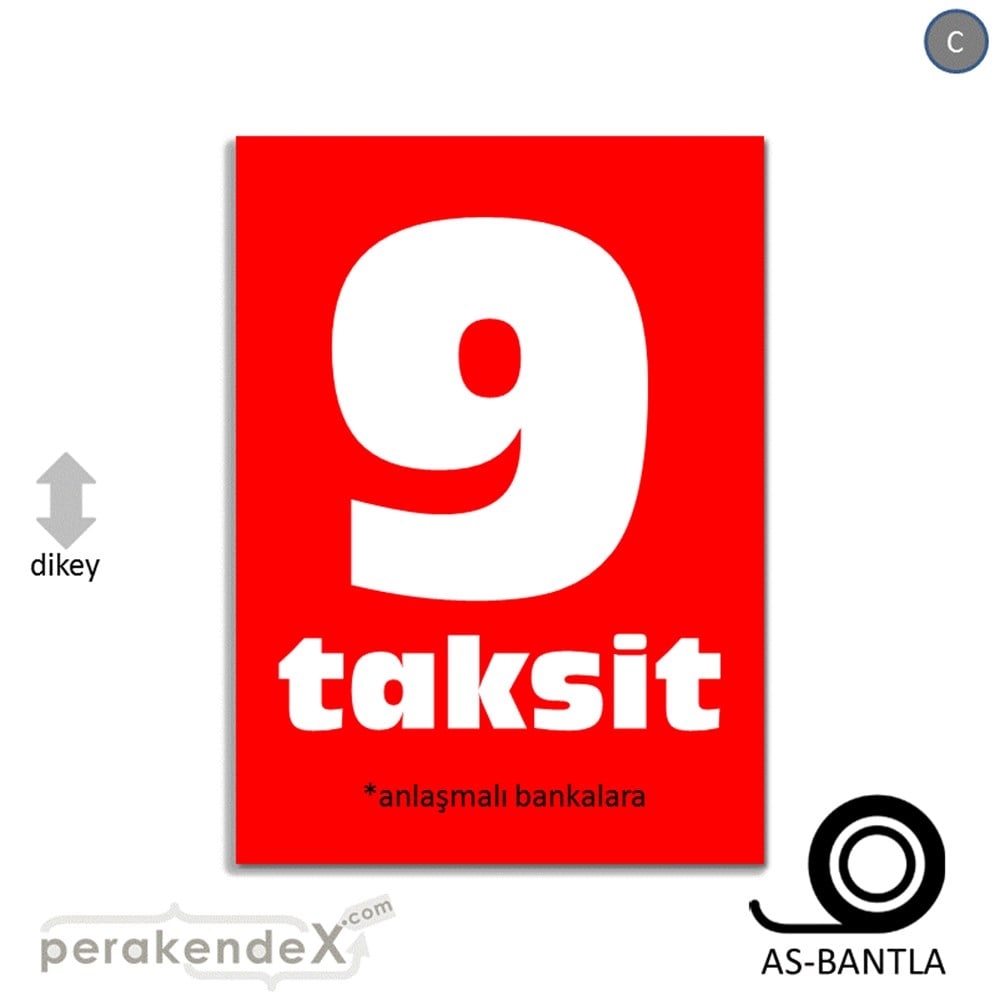 anlaşmalı bankalara 9 taksit POSTERİ -dikdörtgen,tek yön baskı