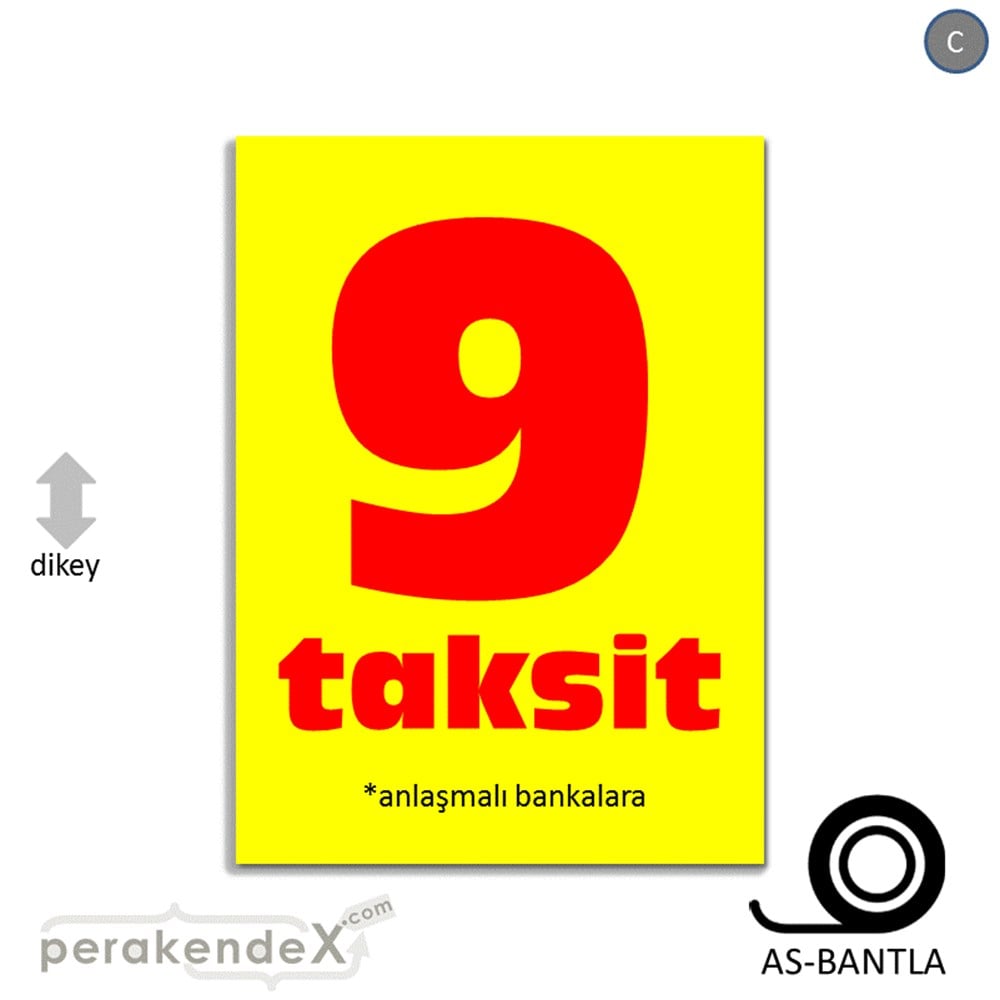 anlaşmalı bankalara 9 taksit POSTERİ -dikdörtgen,tek yön baskı