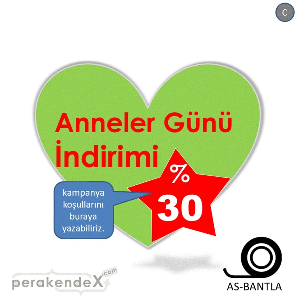 Anneler Günü  İndirimi SERT PLASTİK POSTER,  AFİŞ -oval,tek yön baskı