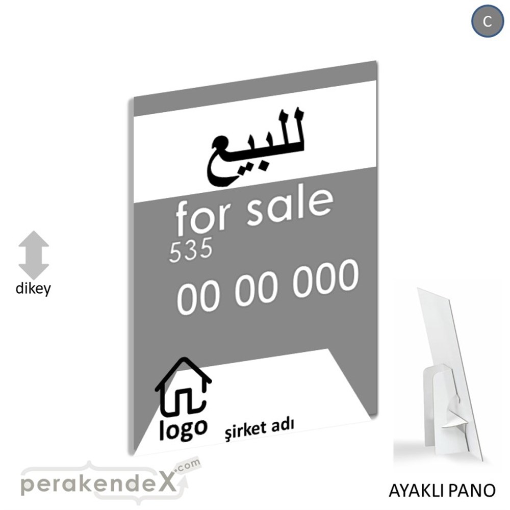 Arapça Satılık Yazısı 003 KARTON AYAKLI POSTER,  PANO -dikdörtgen,tek yön baskıkarton ayaklı poster,  pano