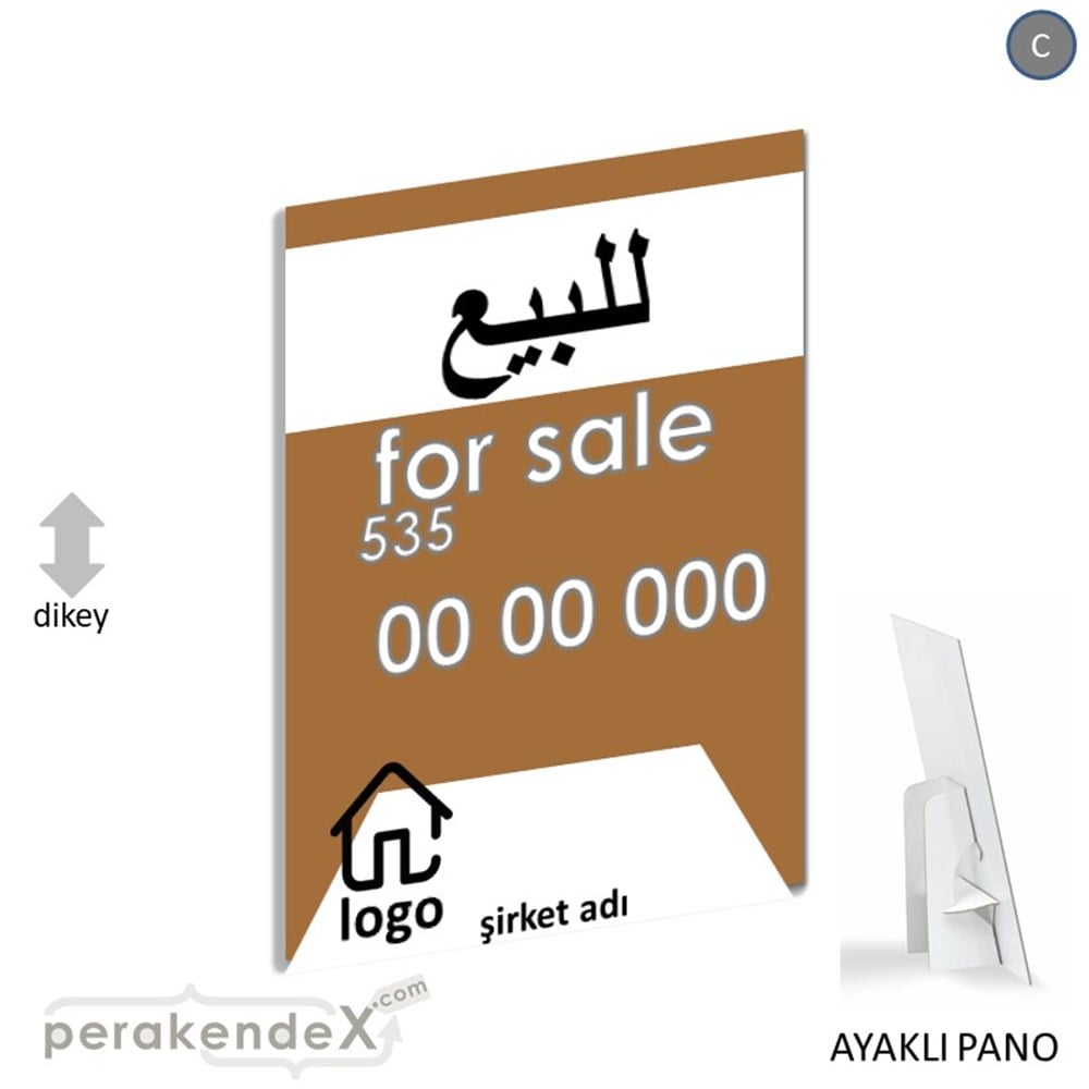 Arapça Satılık Yazısı 003 KARTON AYAKLI POSTER,  PANO -dikdörtgen,tek yön baskıkarton ayaklı poster,  pano