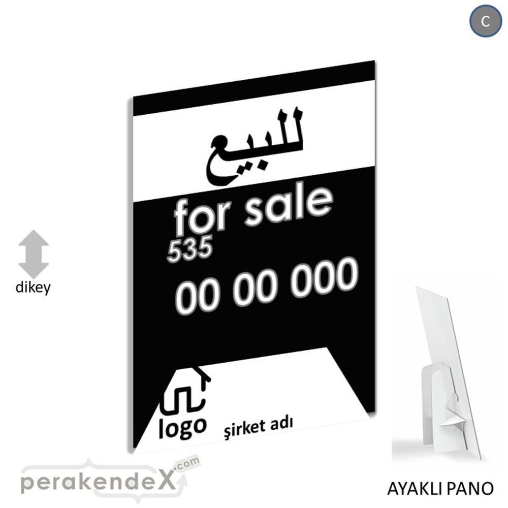 Arapça Satılık Yazısı 003 KARTON AYAKLI POSTER,  PANO -dikdörtgen,tek yön baskıkarton ayaklı poster,  pano