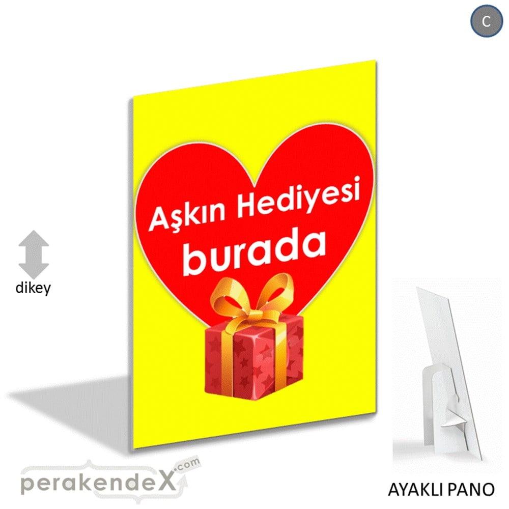 Aşkın Hediyesi burada KARTON AYAKLI POSTER,  PANO -dikdörtgen,tek yön baskı