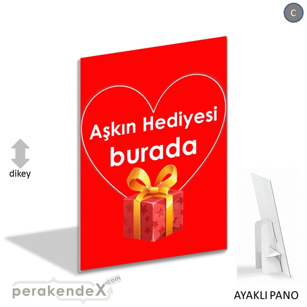 Aşkın Hediyesi burada KARTON AYAKLI POSTER,  PANO -dikdörtgen,tek yön baskı