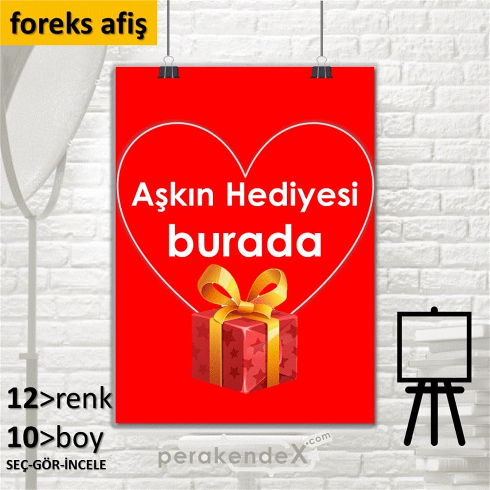 Aşkın Hediyesi burada SERT PLASTİK POSTER,  AFİŞ -dikdörtgen,tek yön baskı