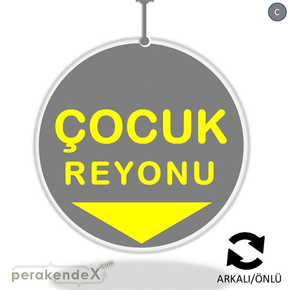 çocuk reyonu yönlendirme DÖNKARTI -oval,çift yön baskı