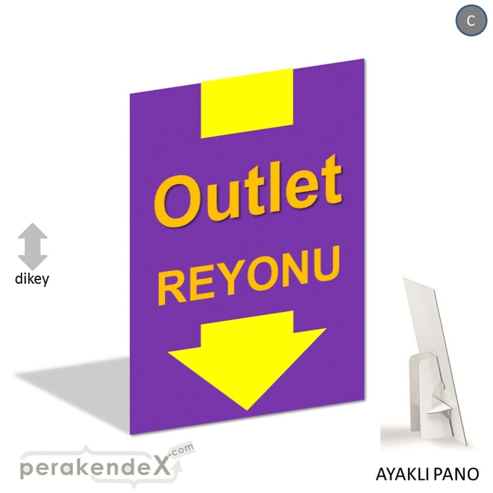 outlet reyonu AYAKLI REKLAM PANOSU -dikdörtgen,tek yön baskı