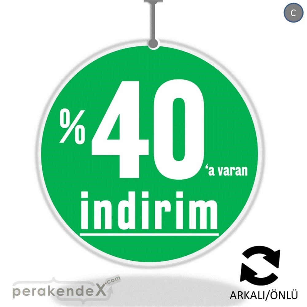 yüzde 40 a varan indirim DÖNKARTI -oval,çift yön baskı