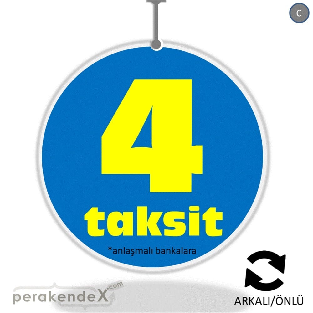 anlaşmalı bankalara 4 taksit DÖNKARTI -oval,çift yön baskı