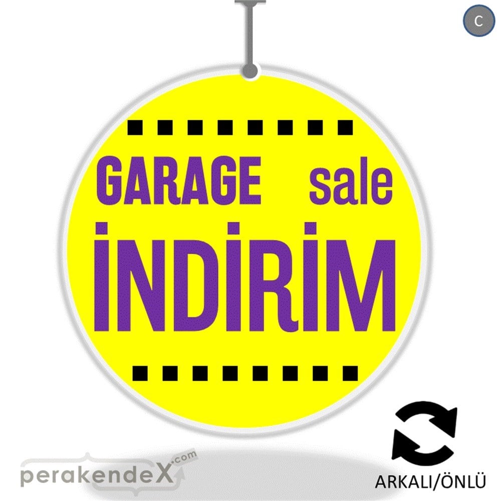 garage sale indirim DÖNKARTI -oval,çift yön baskı