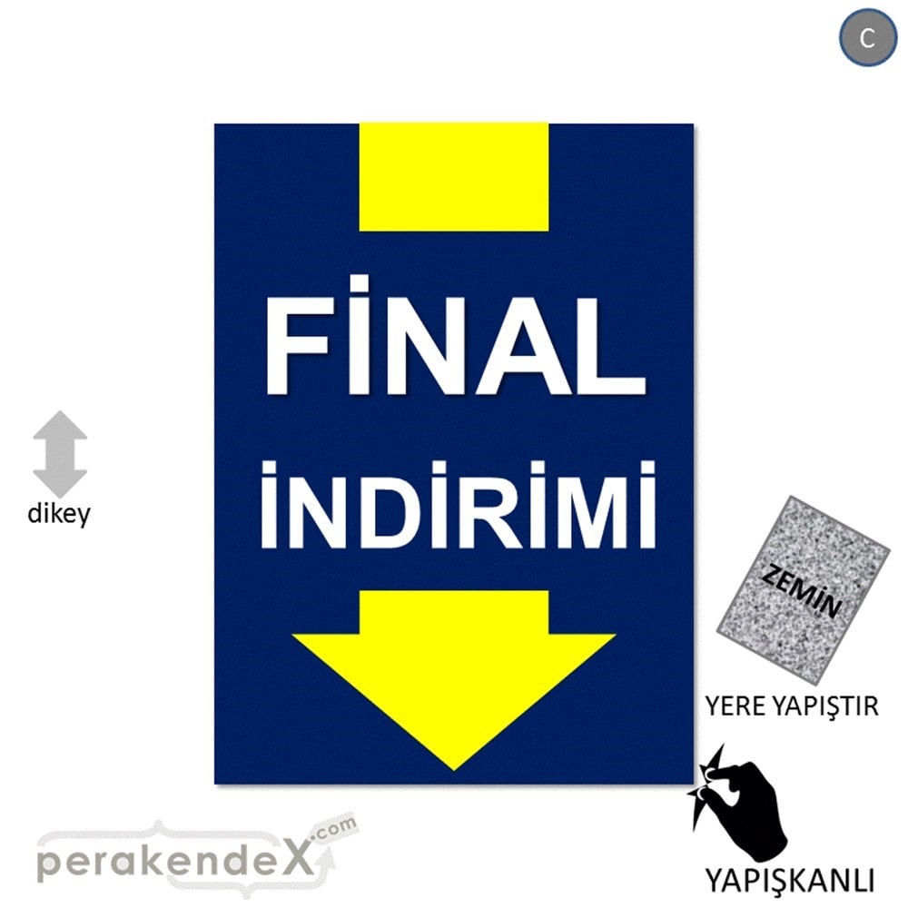 final indirimi YER ZEMİNE YAPIŞIR -dikdörtgen,tek yön baskı