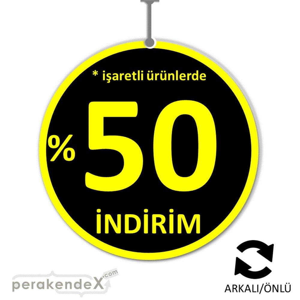 yüzde 50 ye varan indirim DÖNKARTI -oval,çift yön baskı