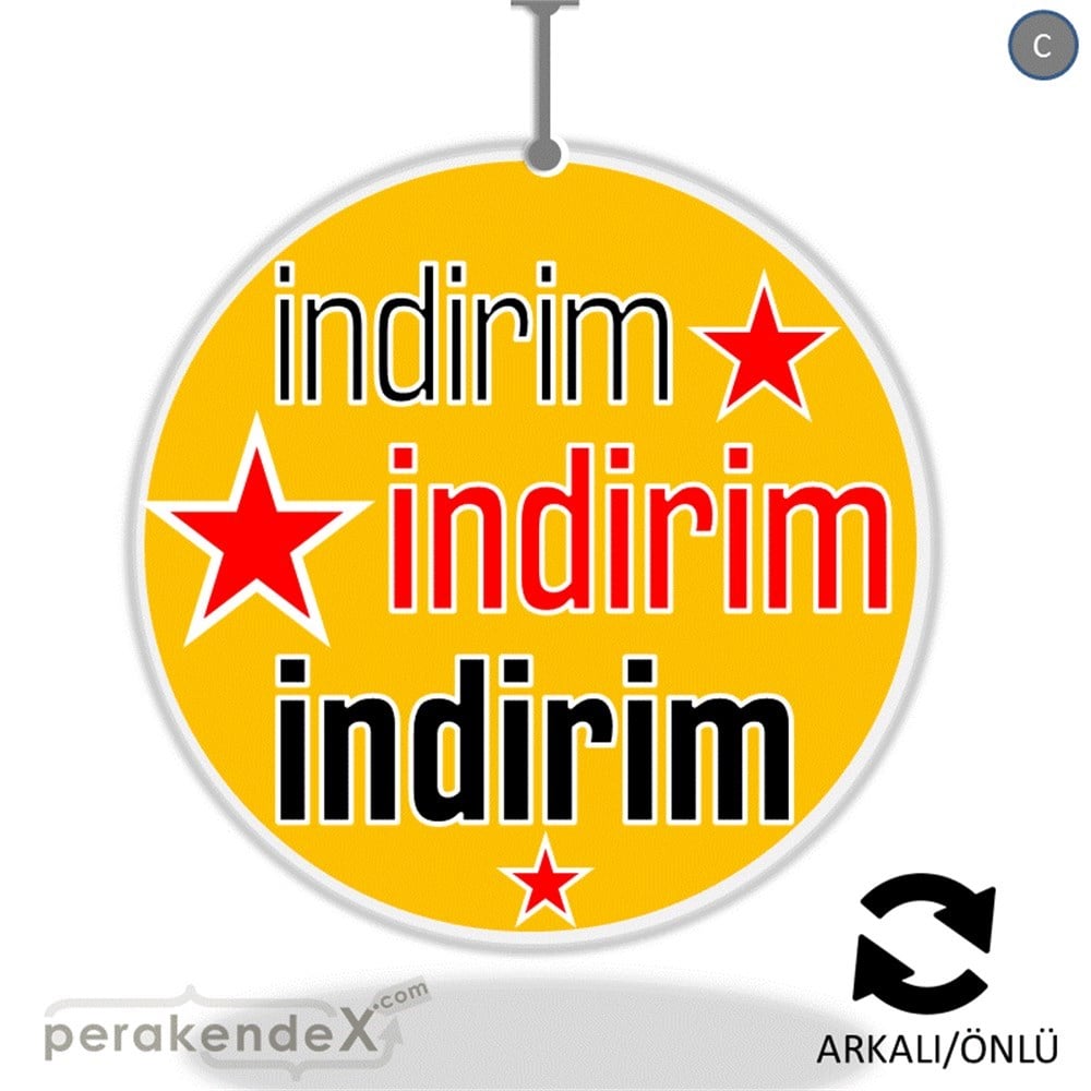 yıldızlı 3x indirim DÖNKARTI -oval,çift yön baskı