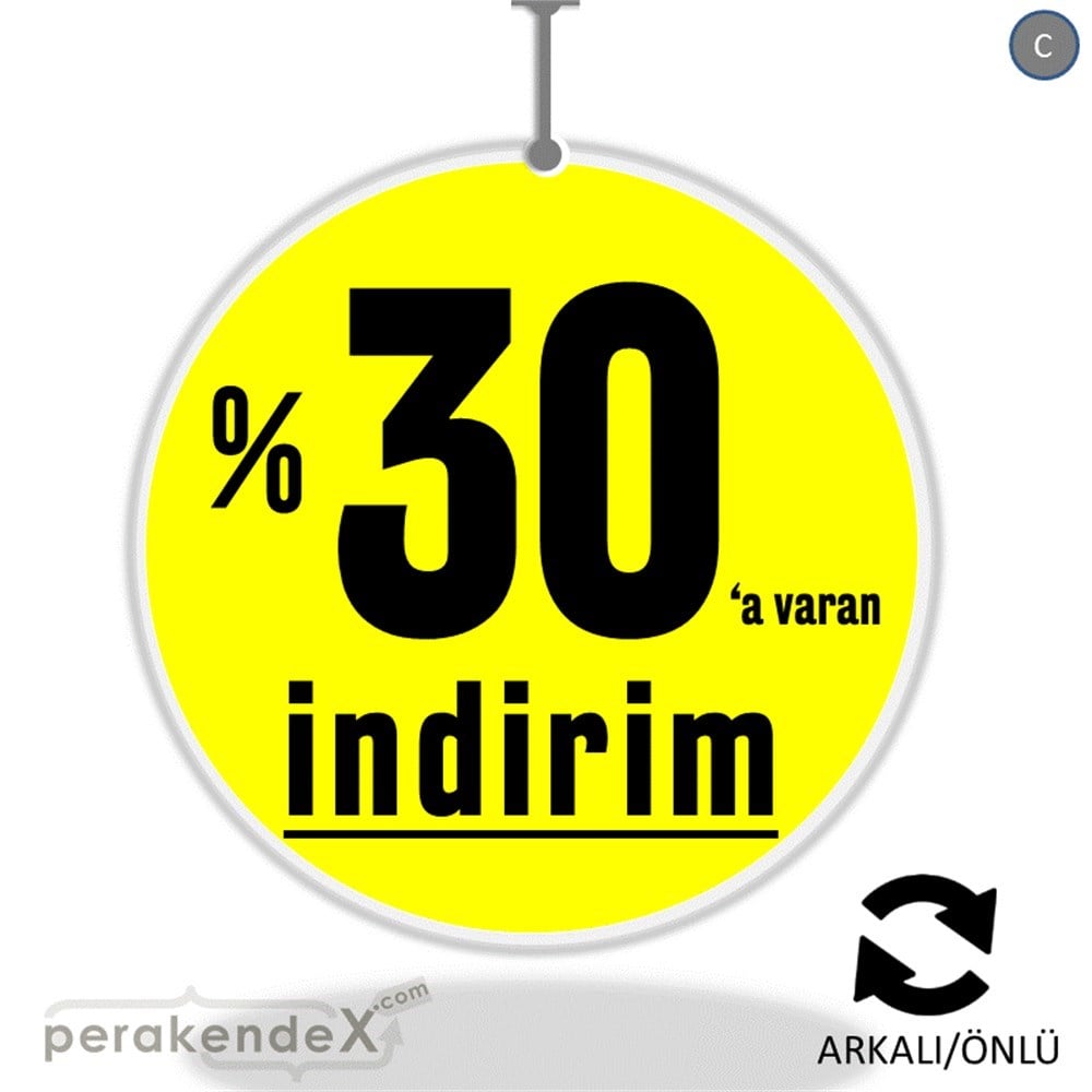 yüzde 30 a varan indirim DÖNKARTI -oval,çift yön baskı