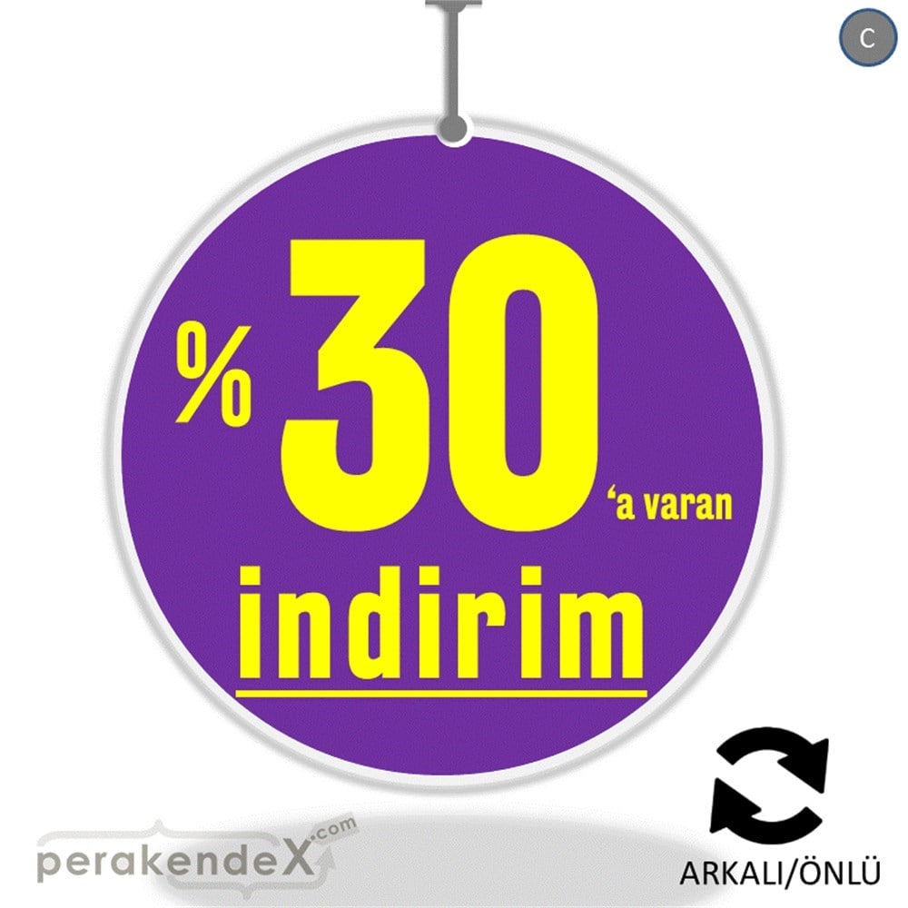 yüzde 30 a varan indirim DÖNKARTI -oval,çift yön baskı