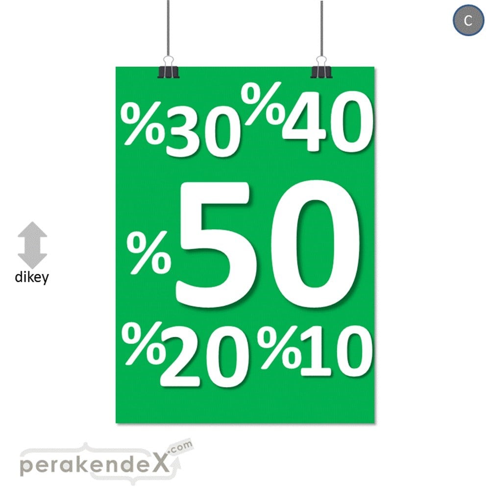 yüzde(50-40-30-20-10) indirim SERT PLASTİK POSTER -dikdörtgen,tek yön baskı