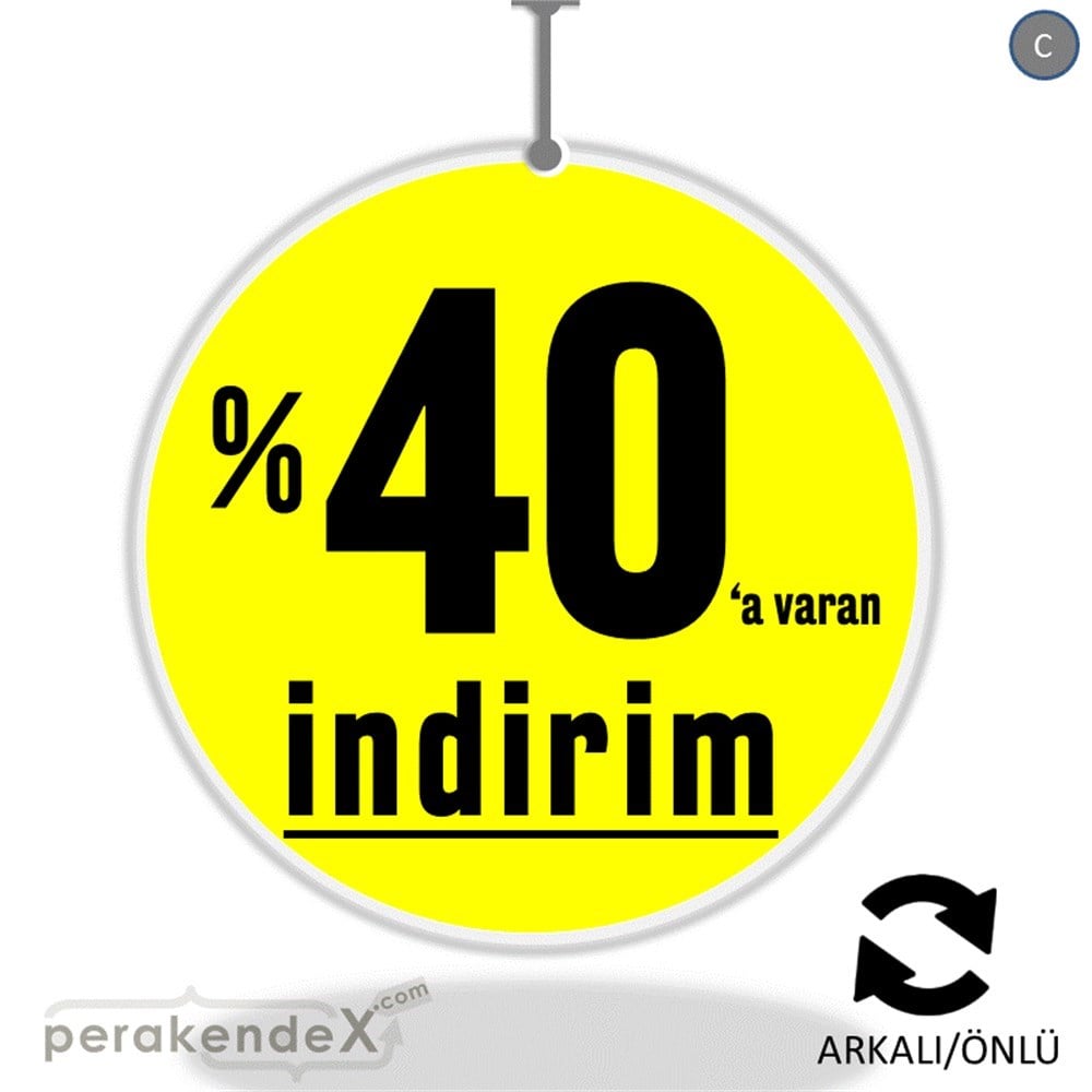 yüzde 40 a varan indirim DÖNKARTI -oval,çift yön baskı