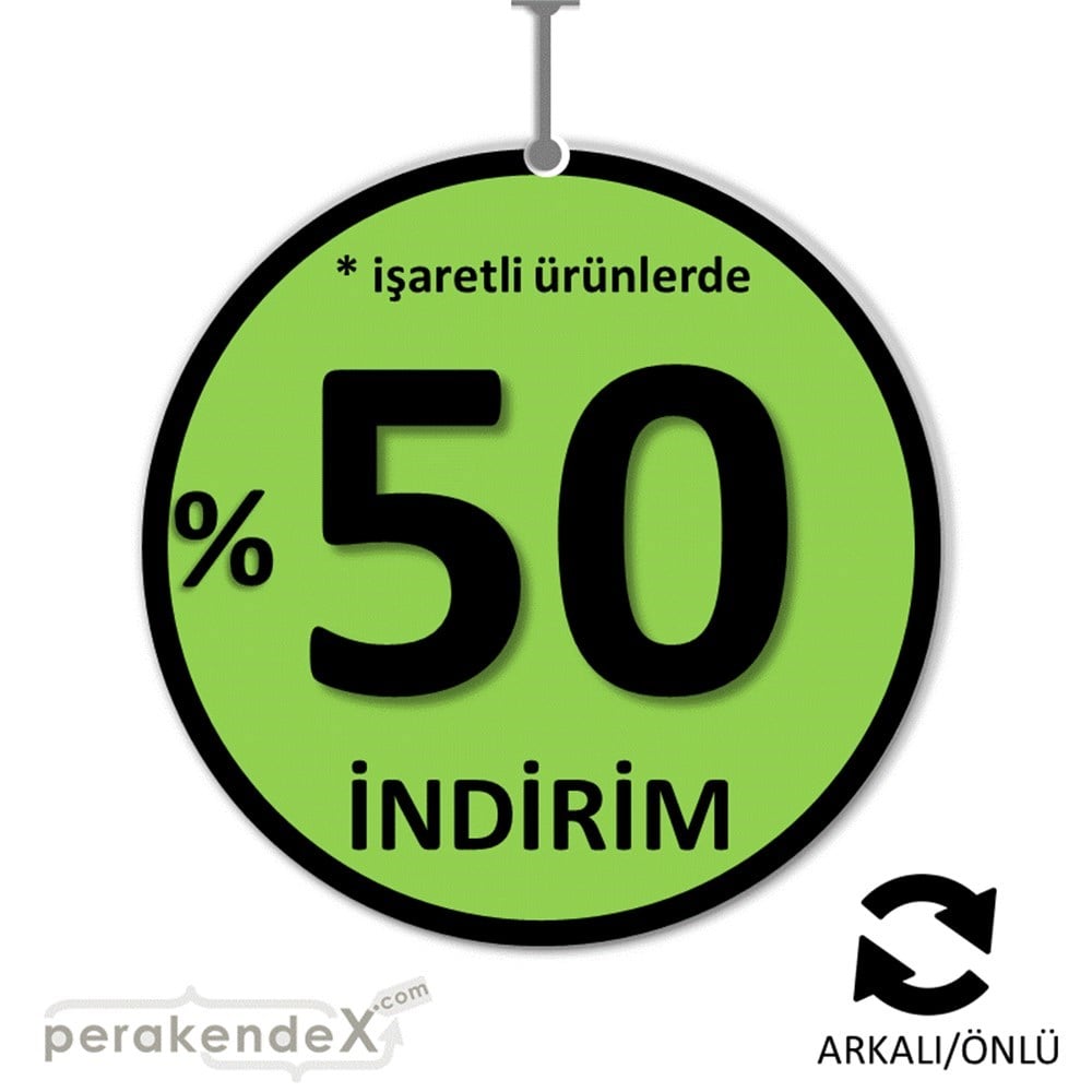 yüzde 50 ye varan indirim DÖNKARTI -oval,çift yön baskı