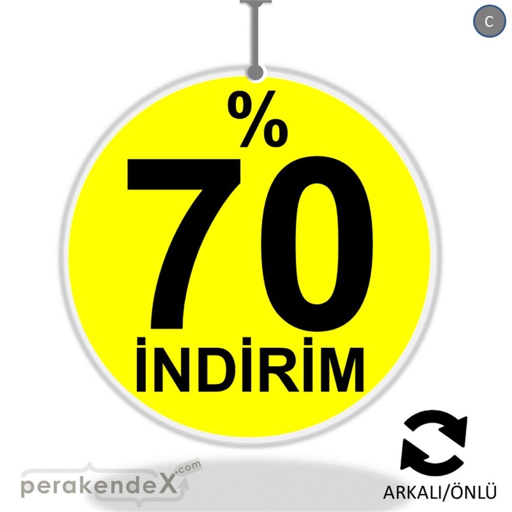yüzde 70 indirim DÖNKARTI -oval,çift yön baskı