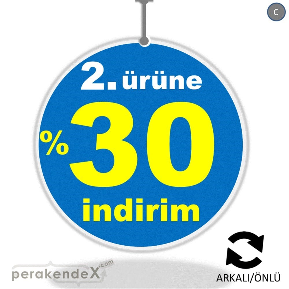 2. ürüne yüzde 30 indirim DÖNKARTI -oval,çift yön baskı