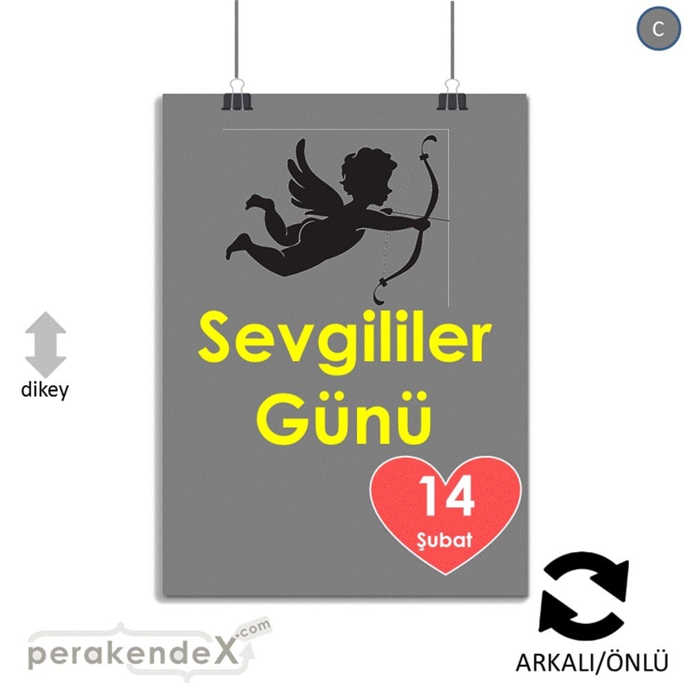 14 şubat sevgililer günü eros SERT PLASTİK POSTER,  AFİŞ -dikdörtgen,çift yön baskı