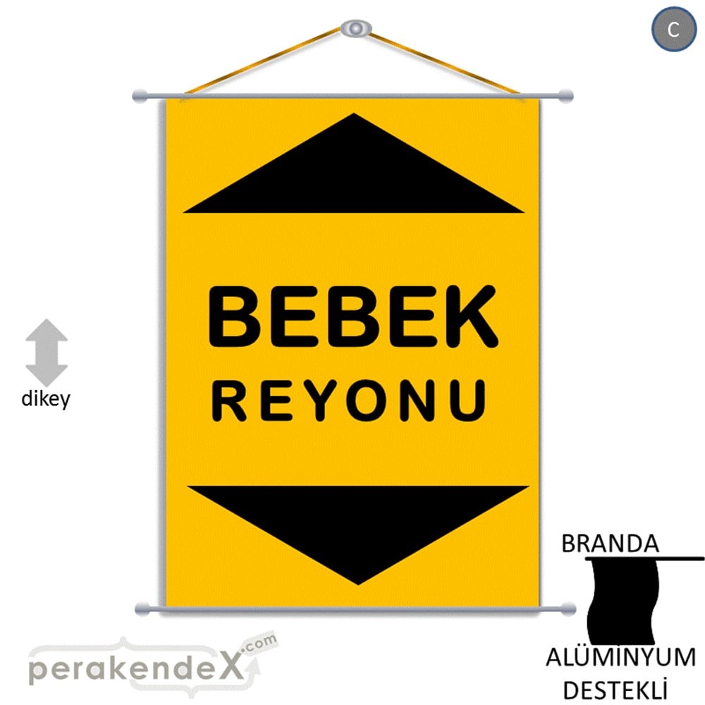 bebek reyonu yönlendirme BRANDA AFİŞİ -dikdörtgen,tek yön baskı