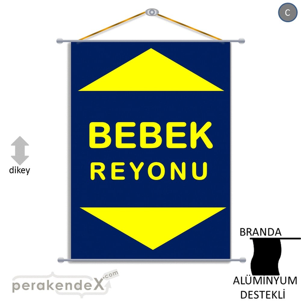 bebek reyonu yönlendirme BRANDA AFİŞİ -dikdörtgen,tek yön baskı