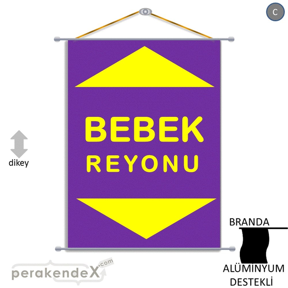 bebek reyonu yönlendirme BRANDA AFİŞİ -dikdörtgen,tek yön baskı