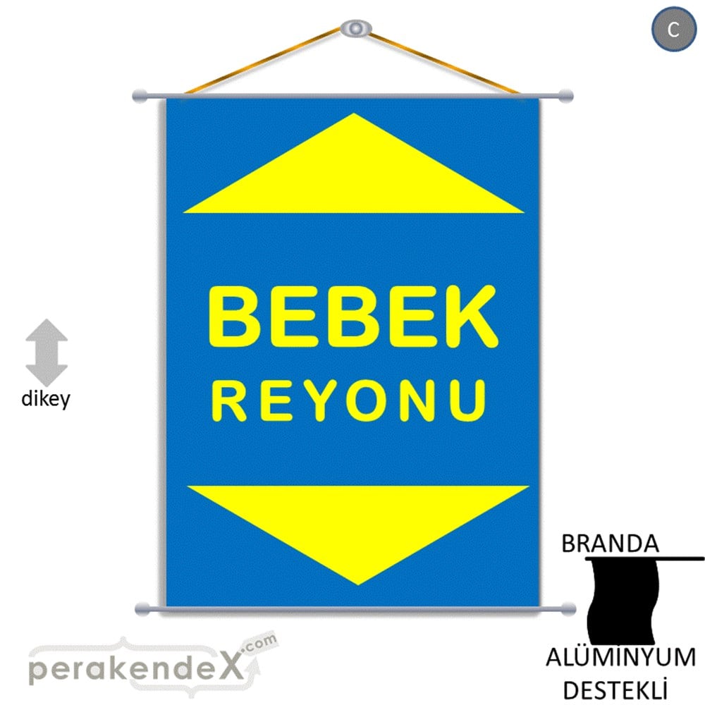 bebek reyonu yönlendirme BRANDA AFİŞİ -dikdörtgen,tek yön baskı