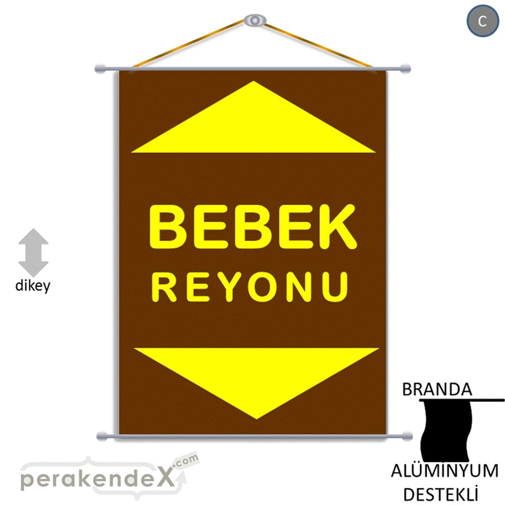 bebek reyonu yönlendirme BRANDA AFİŞİ -dikdörtgen,tek yön baskı