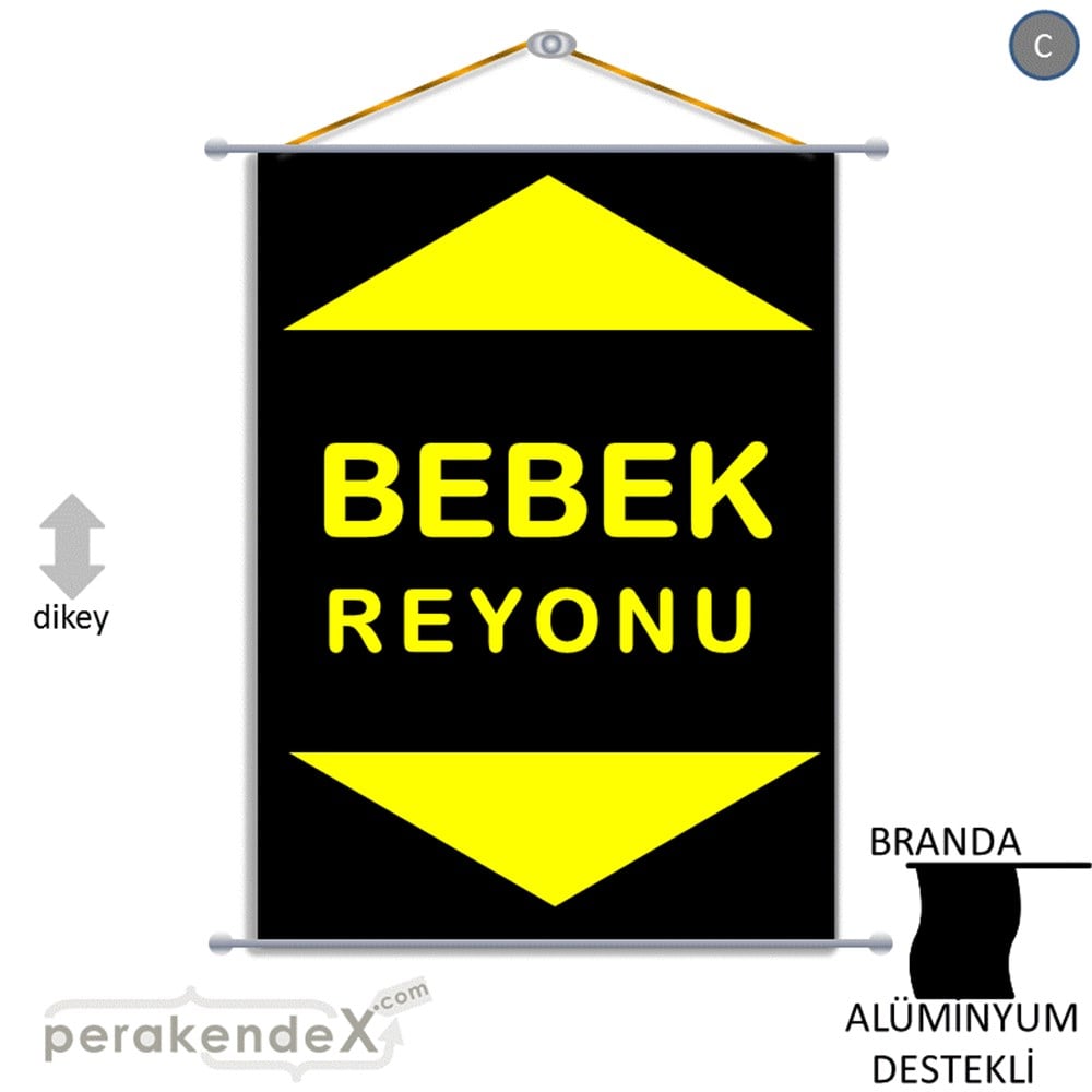 bebek reyonu yönlendirme BRANDA AFİŞİ -dikdörtgen,tek yön baskı
