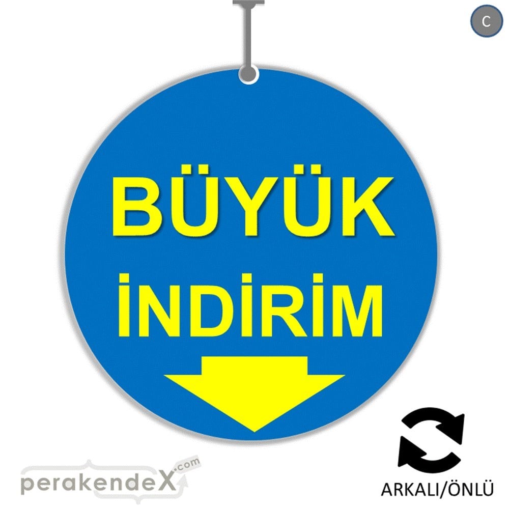 büyük indirim DÖNKARTI -oval,çift yön baskı